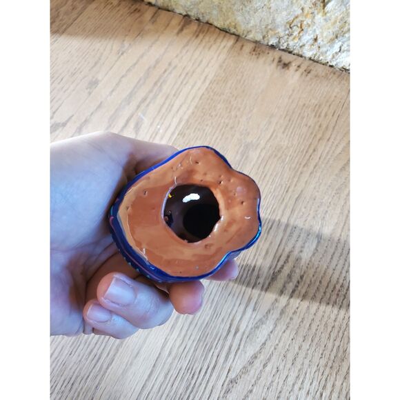 Mexican Pottery Blue Cat Figure Folk Art Hand Painted EUC - Picture 6 of 8